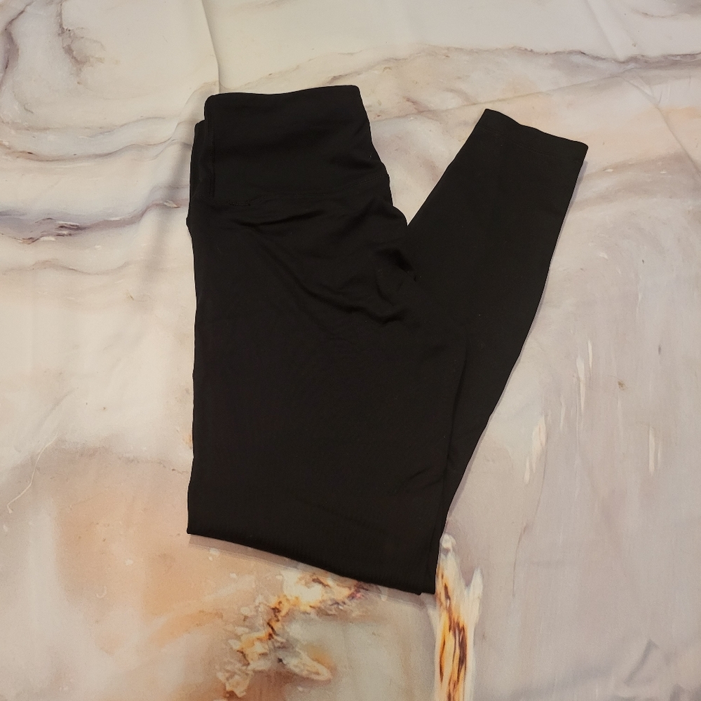 90 Degrees by Reflex Black High Waisted Full Length Leggings, Size Medium